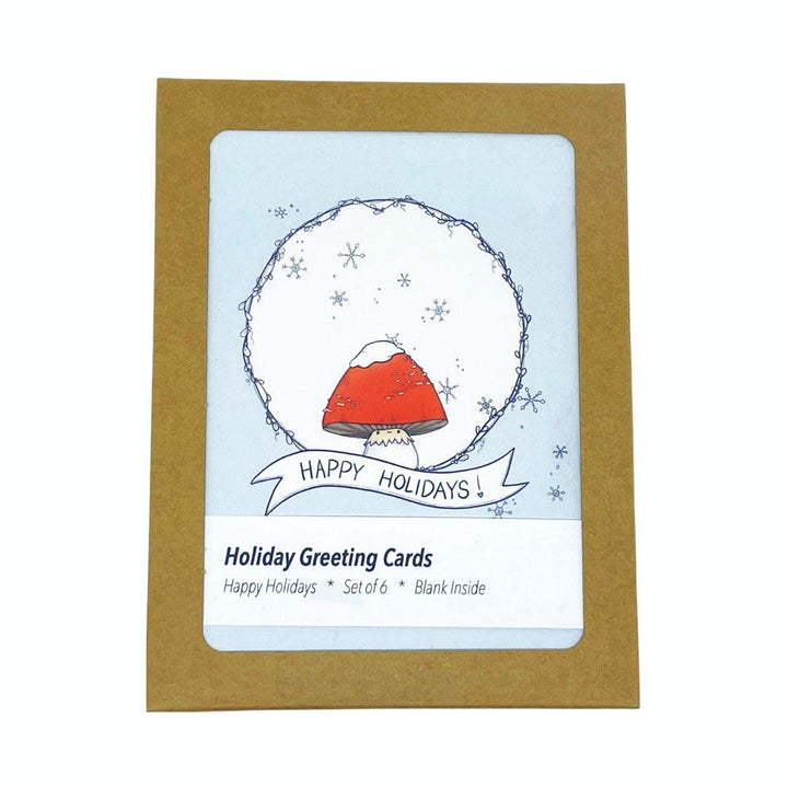 Card Set of 6 - Happy Holidays Red Amanita Mushroom by World of Whimm