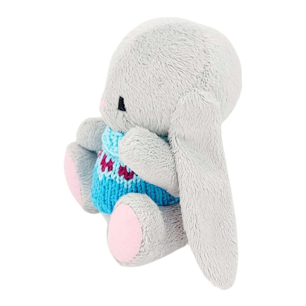 Plush - Gray Bunny in Sweater with Hearts by Frank and Bubby