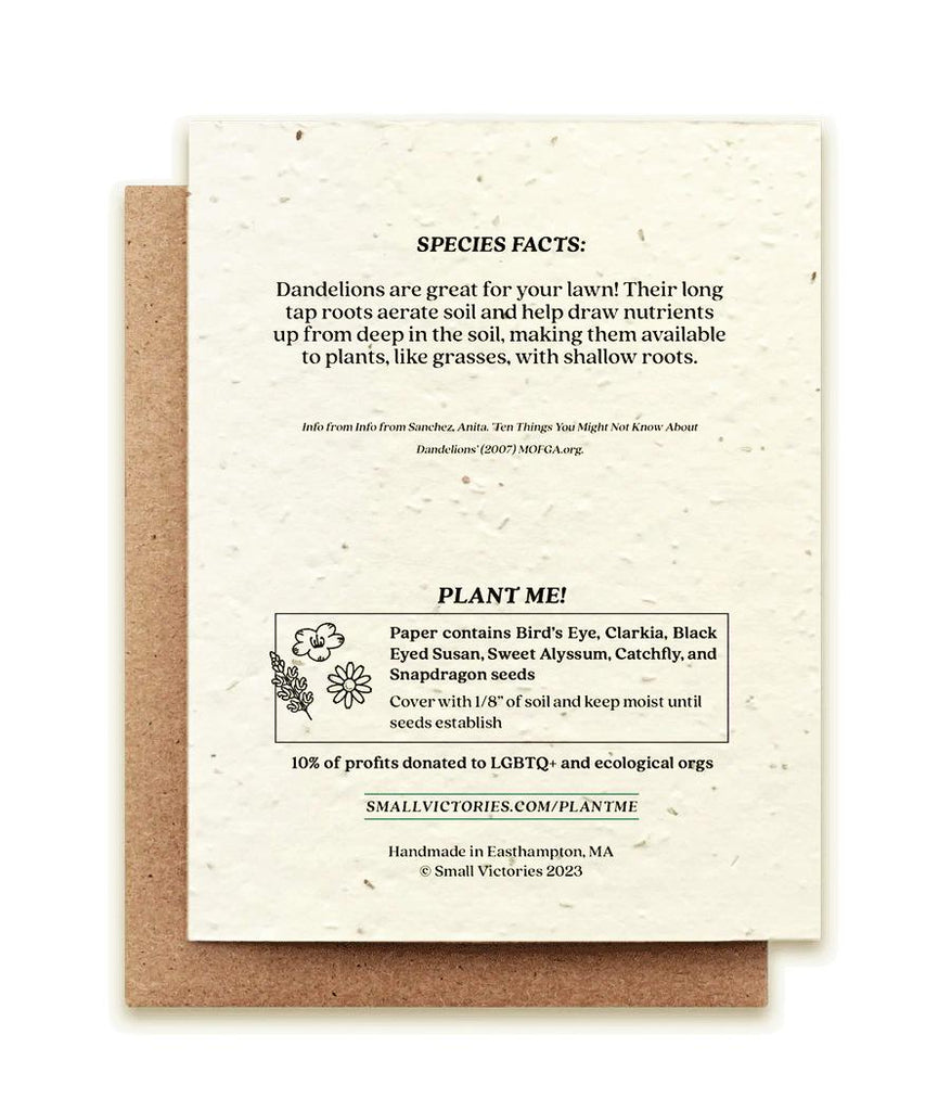 Card - Dandelion Plantable Wildflower Seed Card by Small Victories