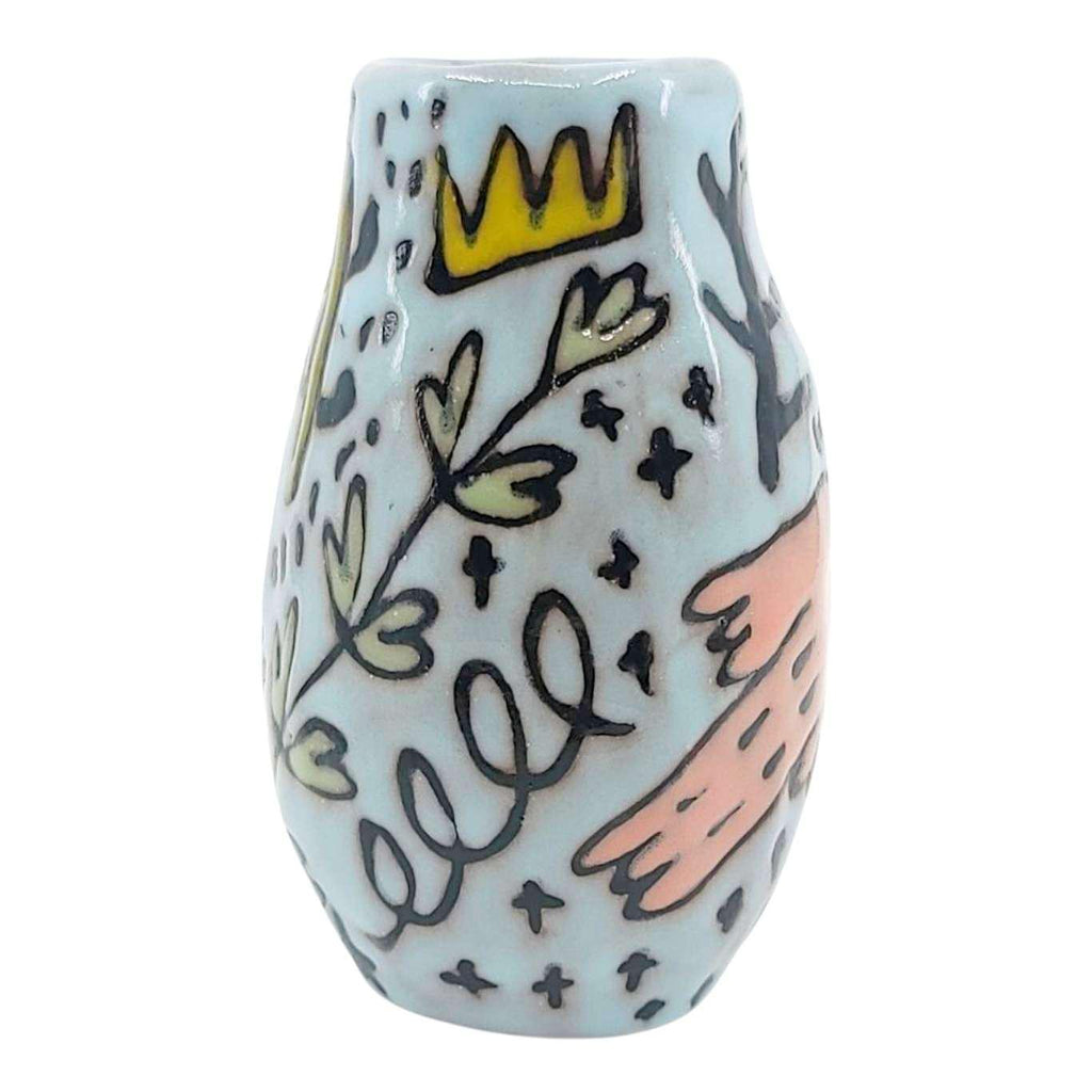 Mini Vase - Flying Birds (Greens and Blues) by Leslie Jenner