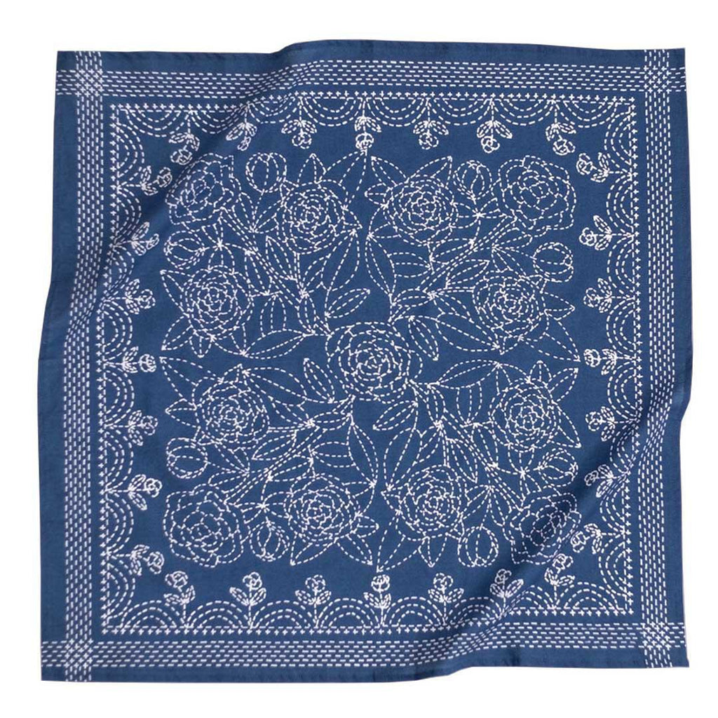 Bandana - Iona (Navy White Stitch) by Handker Bandanas
