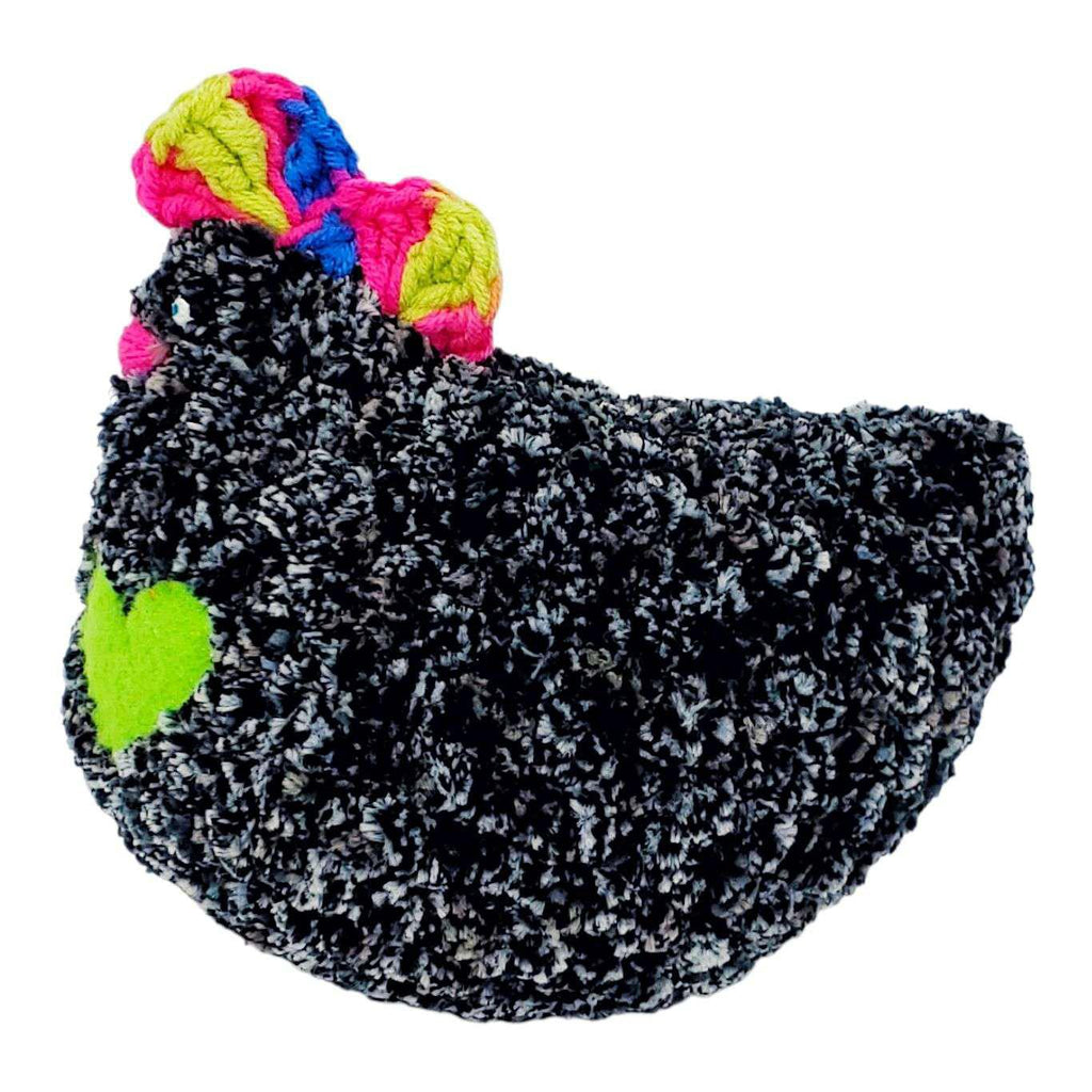 Plush Toy - Medium Speckled Black Chicken (Green Heart) by Moyo Workshop