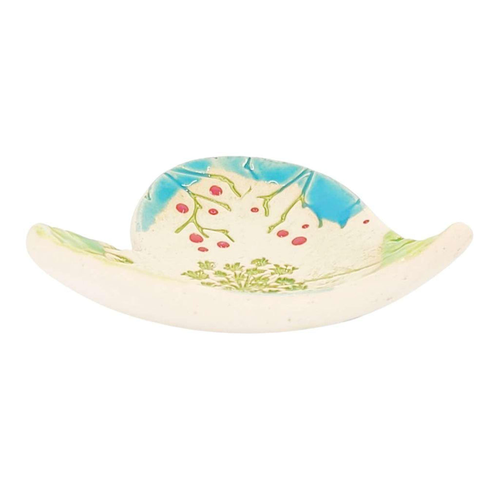 Ring Dish -  3 1/2 in - Pressed Flower Heart Pottery Dish by Walton Clay Studio