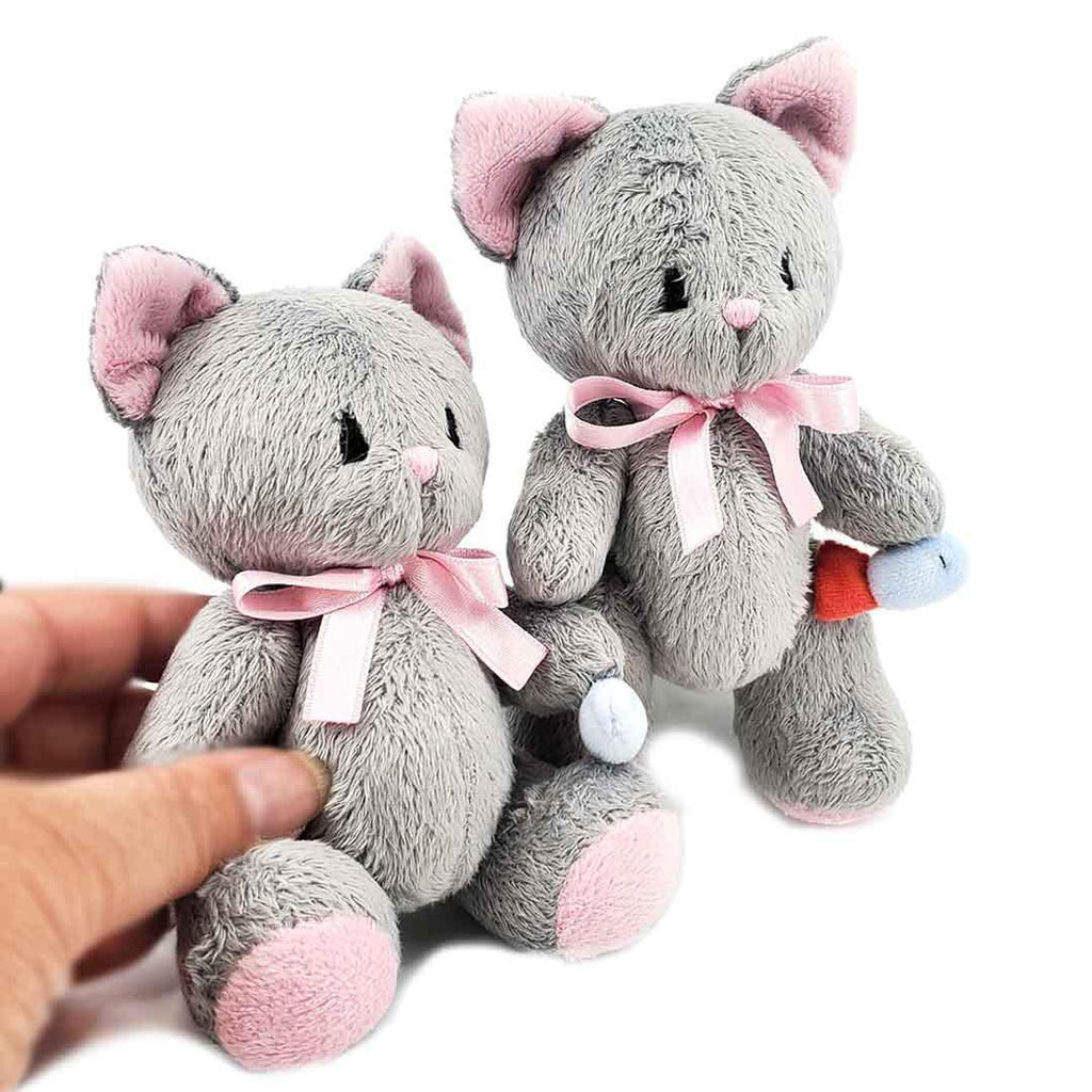 Plush - Gray Cat with a Fish by Frank and Bubby