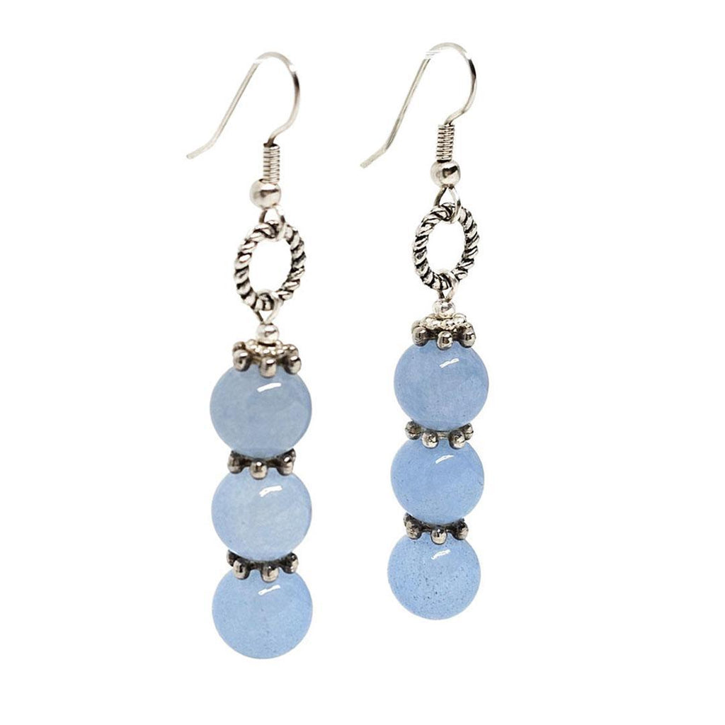 Earrings - Aquamarine Triple Bead Drops by Tiny Aloha