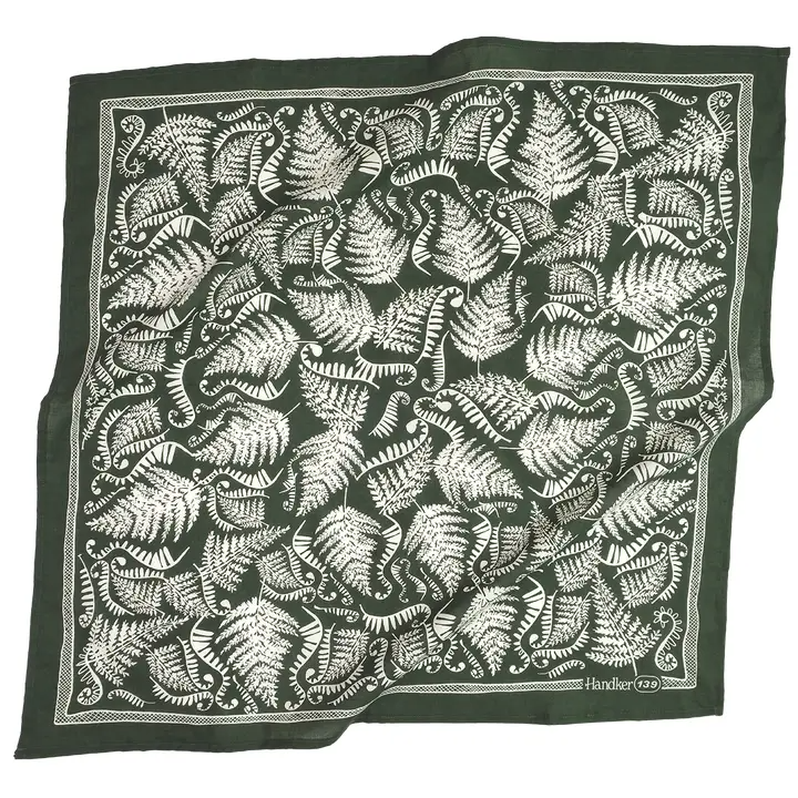 Bandana - Fern (Green White Botanical) by Handker Bandanas