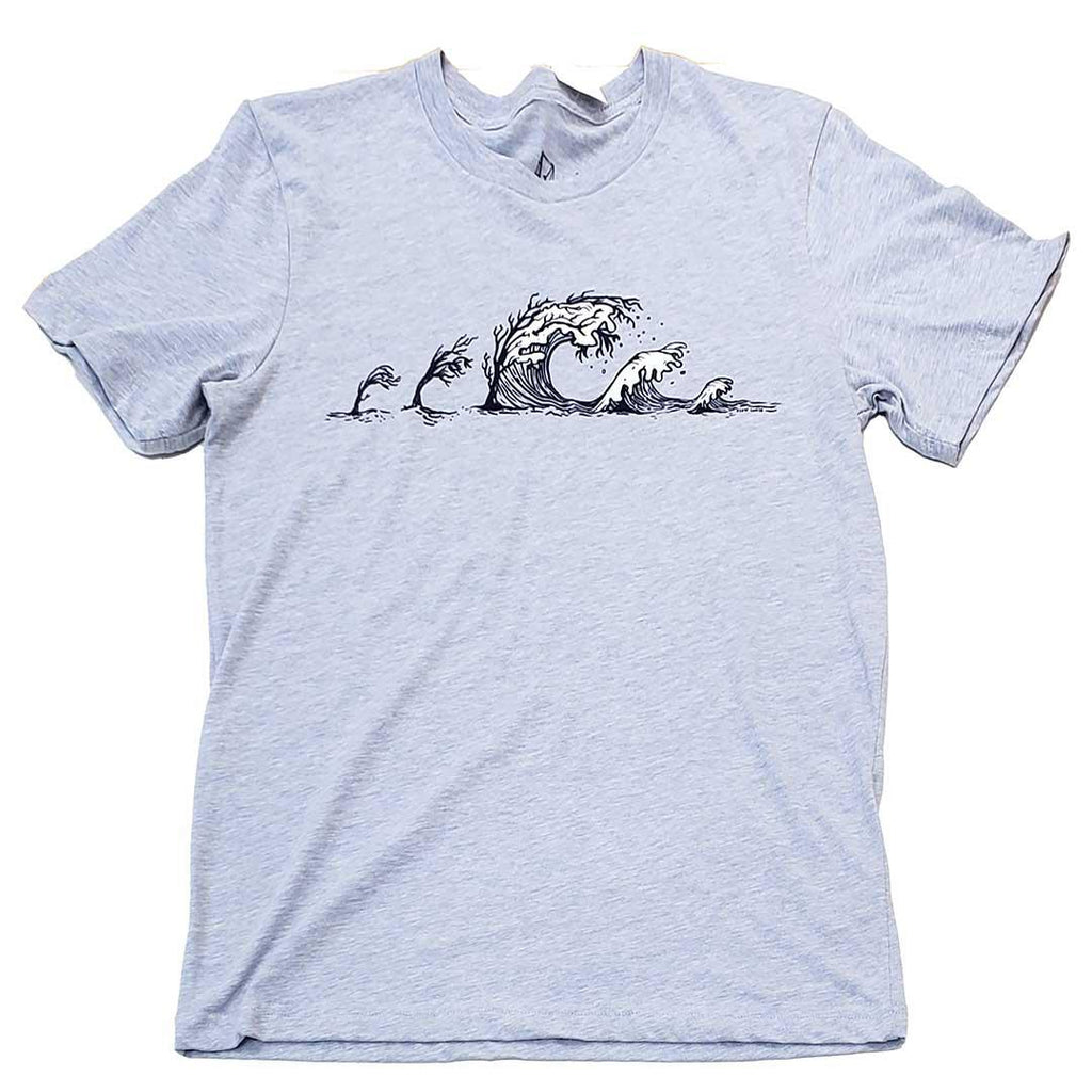 Adult Crew Neck* - Tree Wave Light Blue Tee (XL Only) by Slow Loris