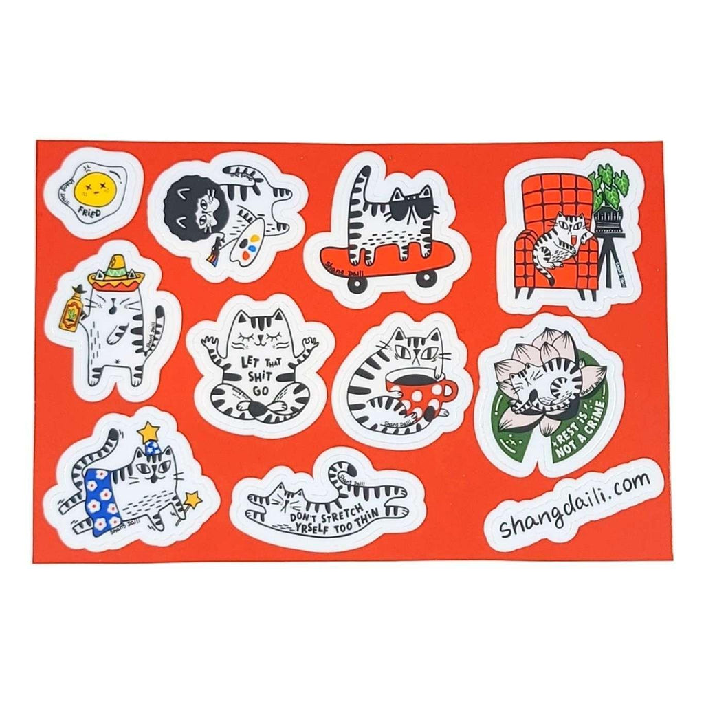 Sticker Sheet - Cute Funny Cats by Shang Daili