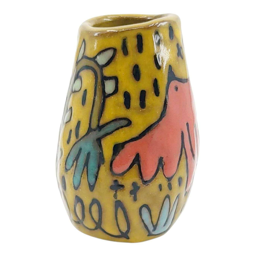 Mini Vase - Flying Birds (Yellows) by Leslie Jenner