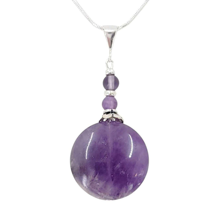 Necklace - Crystal Coin Pendant (Amethyst, Sterling Silver) by Tiny Aloha