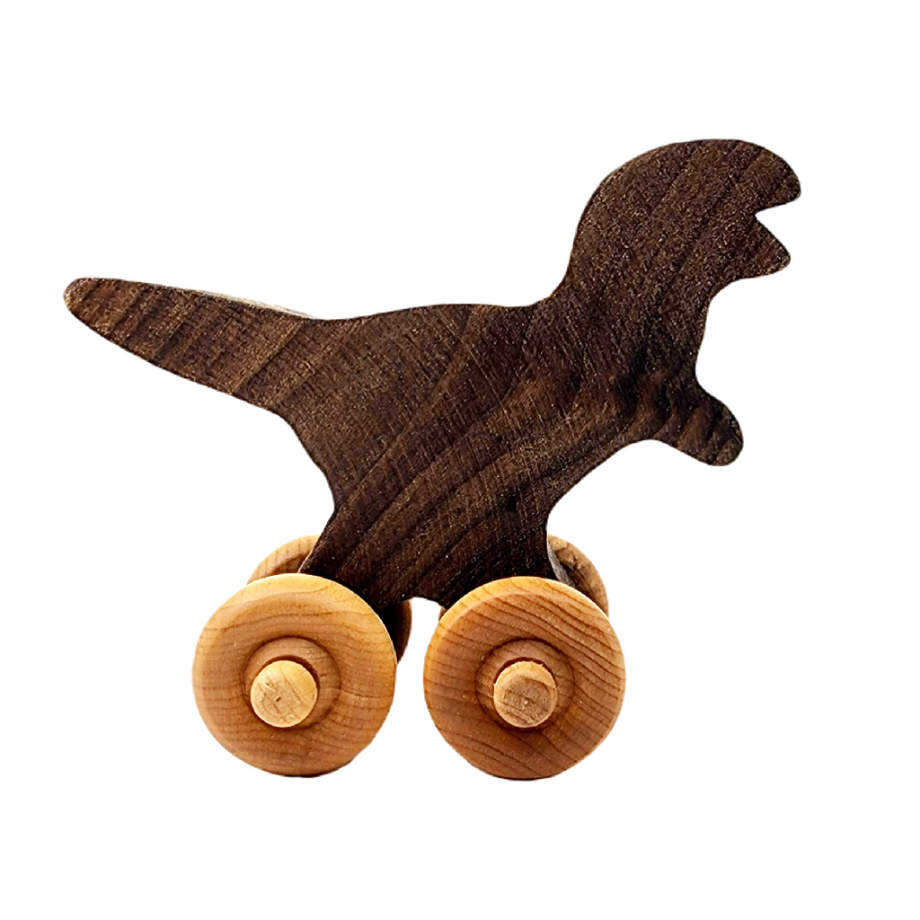 Wooden Toy - Velociraptor Dinosaur on Wheels by Baldwin Toy Co.