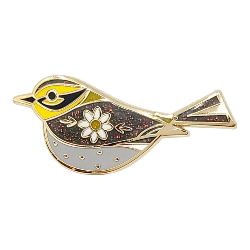 Enamel Pin - Townsend Warbler with Glitter by Amber Leaders Designs