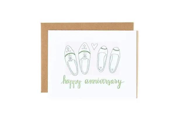 Card - Anniversary - Happy Anniversary Shoes Letterpress by 1Canoe2