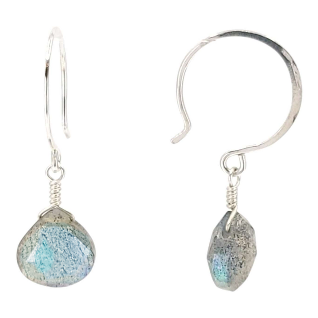 Earrings - Sterling Gemstone Drops Lightning (Labradorite) by Foamy Wader