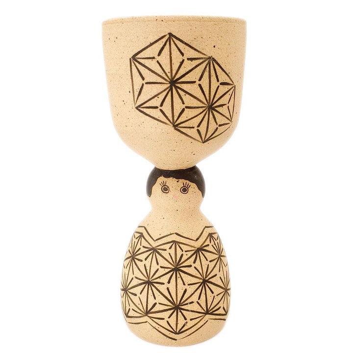 Cup - Bright Eyed Party Girl Goblet (Black Asanoha) by Jennifer Fujimoto