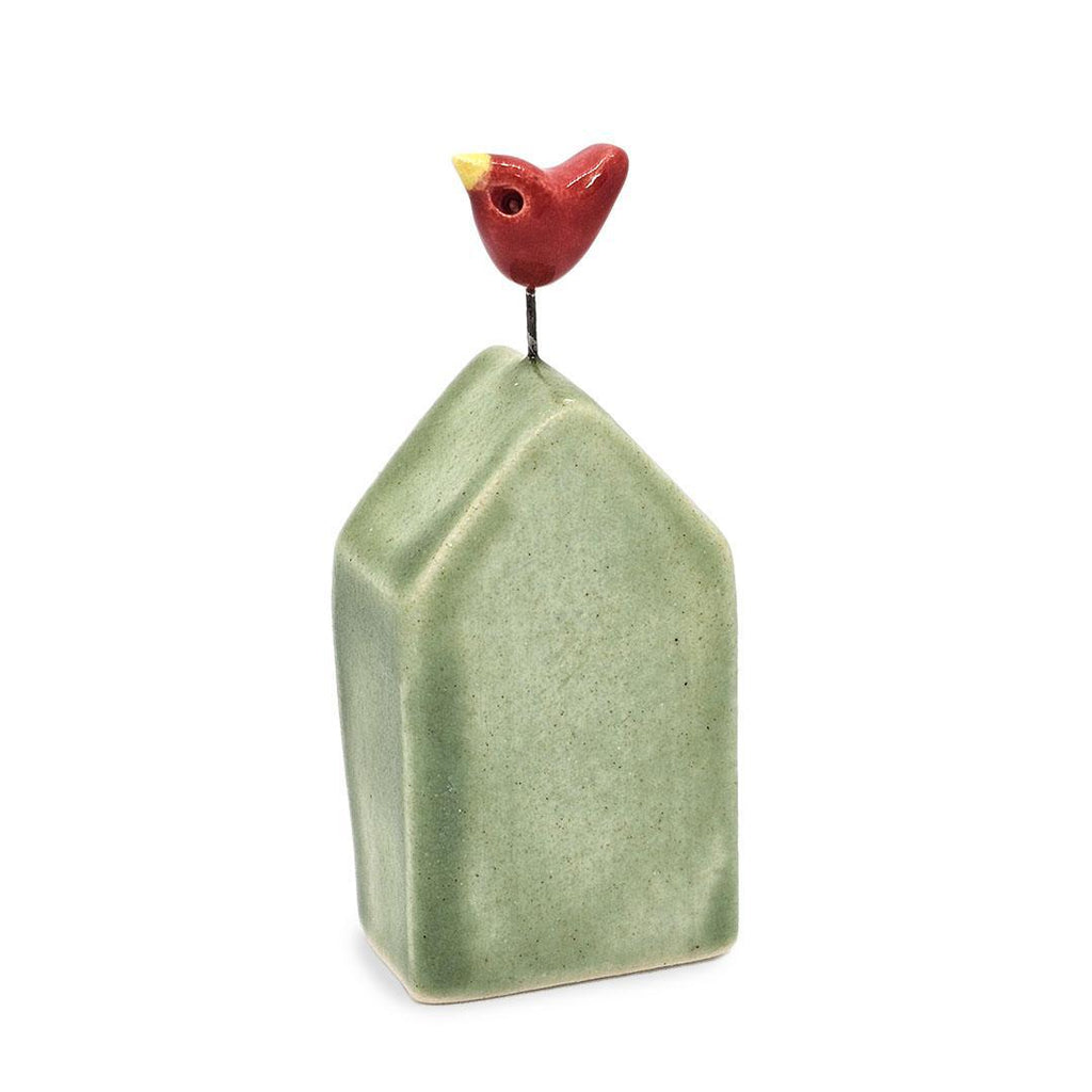 Tiny Pottery House - Grass Green with Bird (Assorted Colors) by Tasha McKelvey