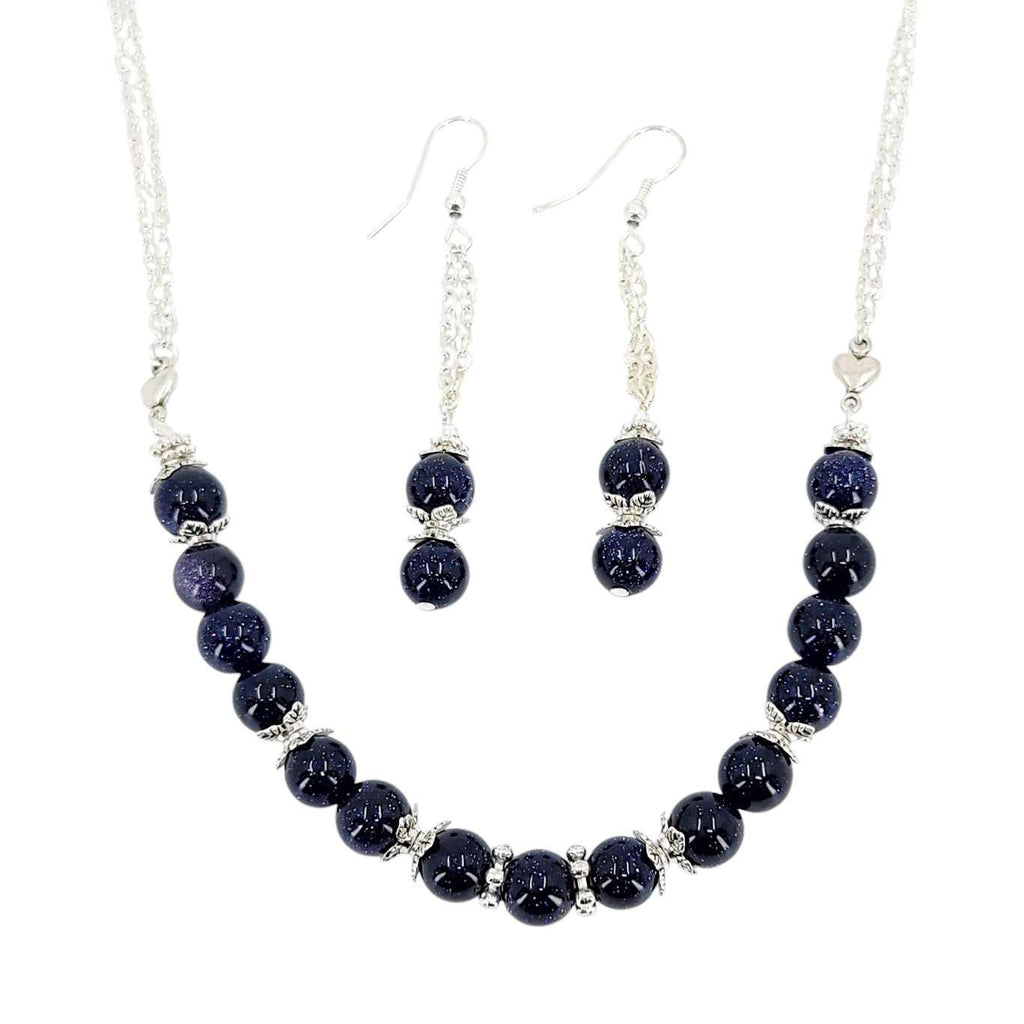 Earrings - Blue Goldstone Long Drops by Tiny Aloha