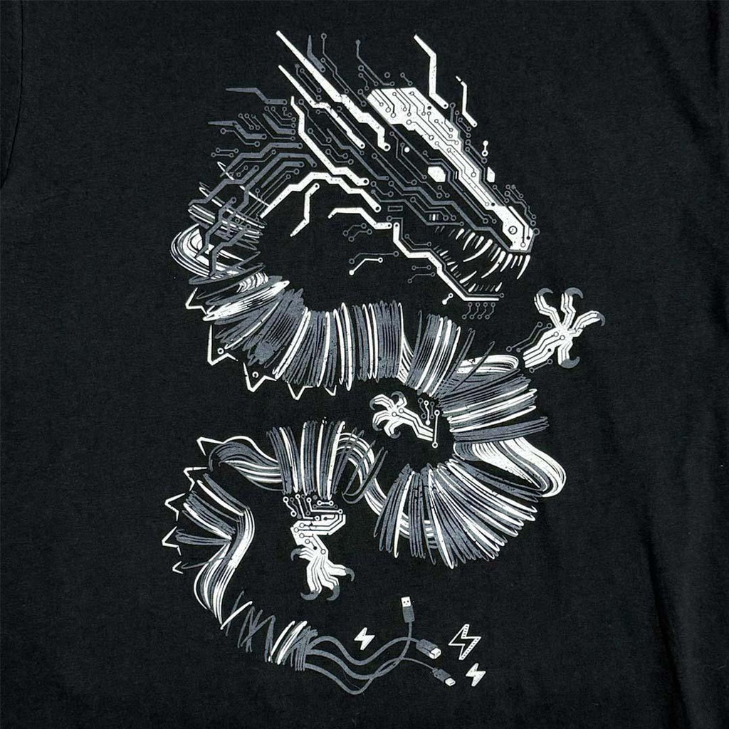 Adult Crew Neck -Volt Dragon Glow-in-the-Dark Black Tee (XS - 2XL) by STORY SPARK