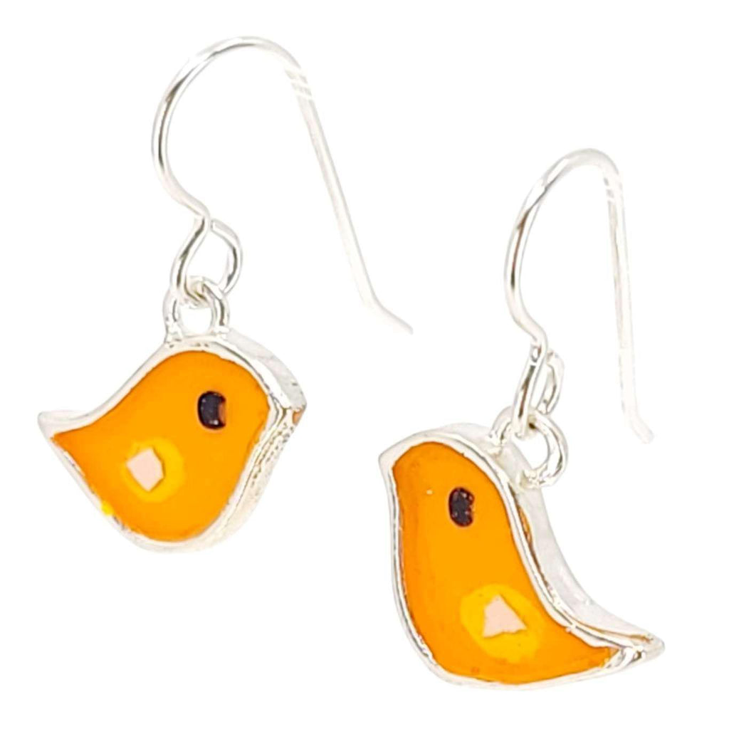 Earrings - Single Birds (Orange) by Happy Art Studio