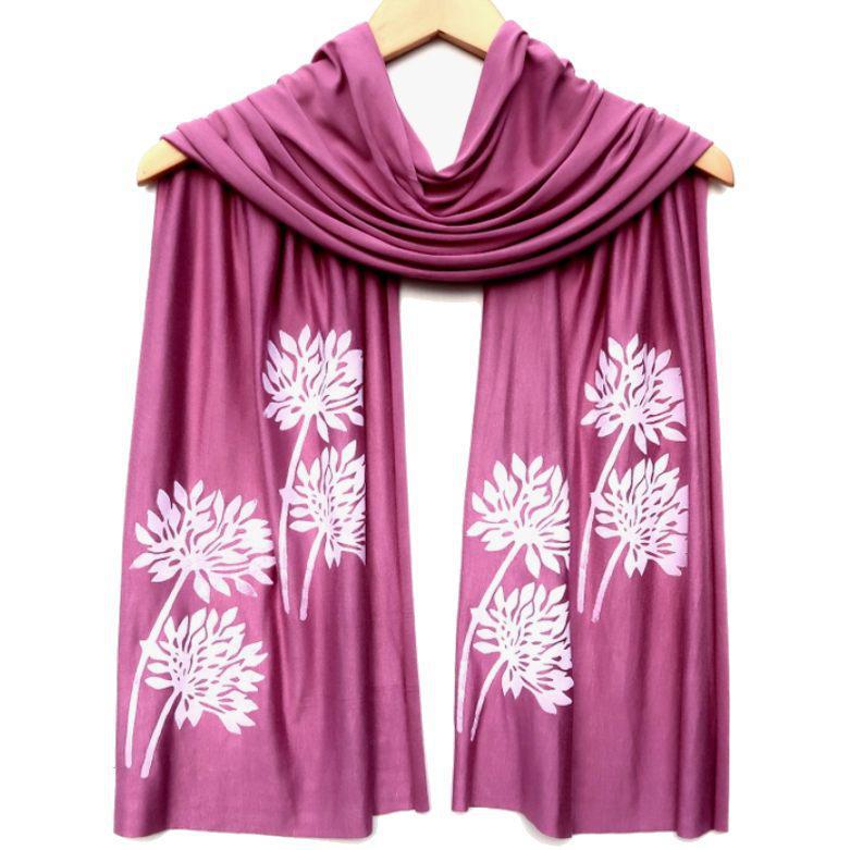 Scarf Wide - Orchid (White Ink) by Windsparrow Studio