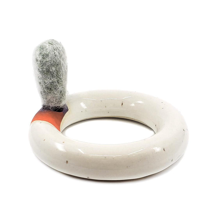 Large Plush Cactus - Espostoa Melanostele in Orange Purple Donut Pot by Hook And Wheel