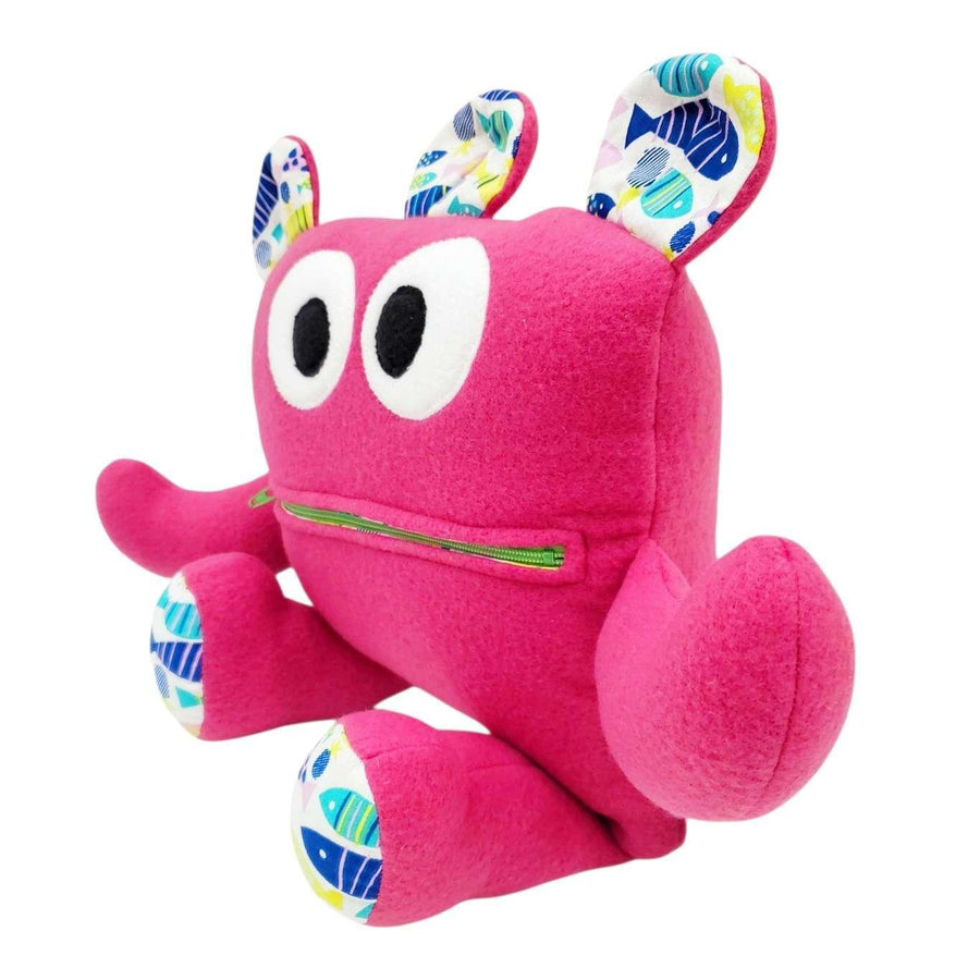 Plush - 14in - Large Chomper Buddy (Bright Pink Fish) by Peek A Boo Plush, image 3 of 7