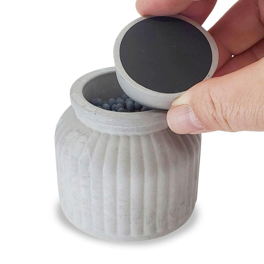 Match Holder - Ribbed Western Style with Lid (Gray) by Tenn Prairie