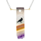 Necklace - Crow and Moon Crystal (Gunmetal) by Fernworks, image 7 of 8