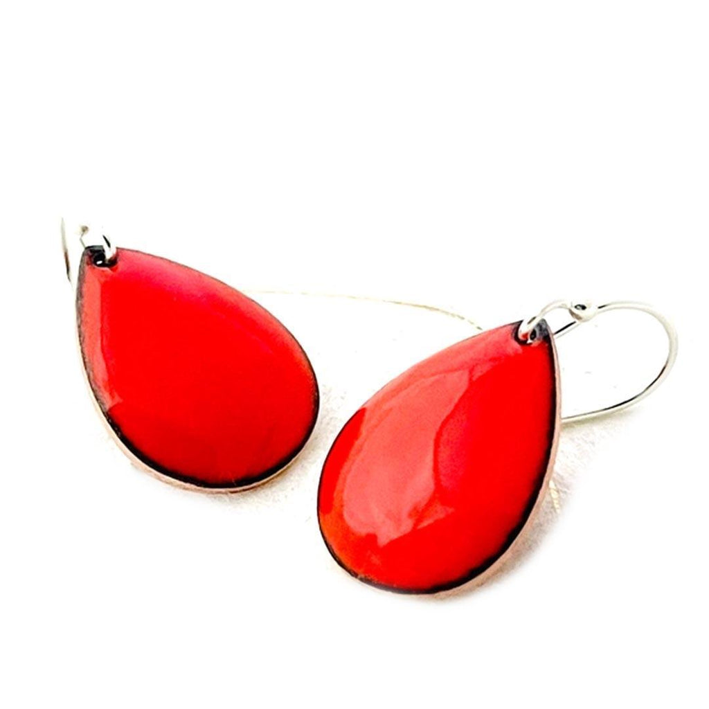 Earrings - Small Teardrop (Flame Orange) by Magpie Mouse Studios