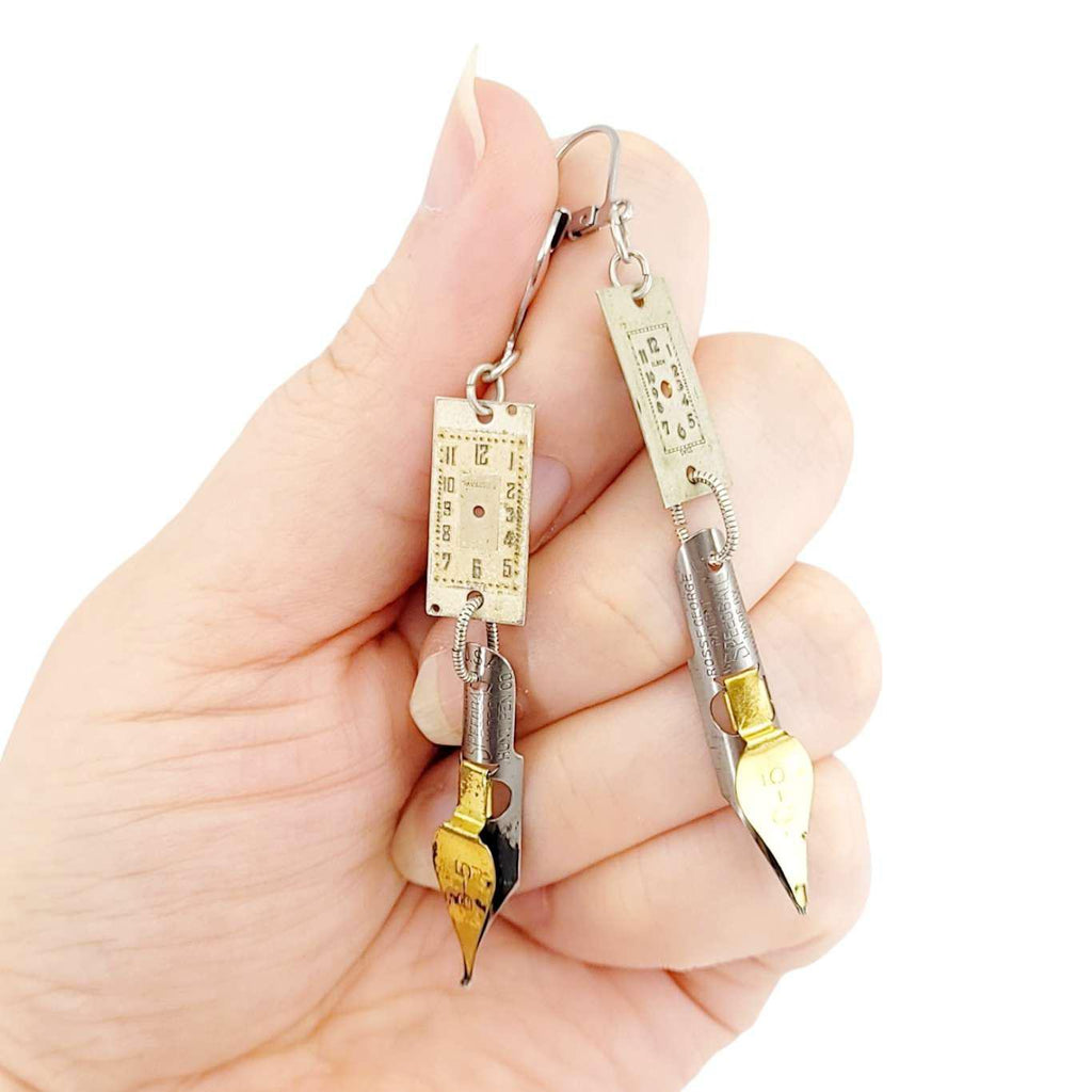 Earrings - Watch Dials - Pen Nibs by Christine Stoll | Altered Relics