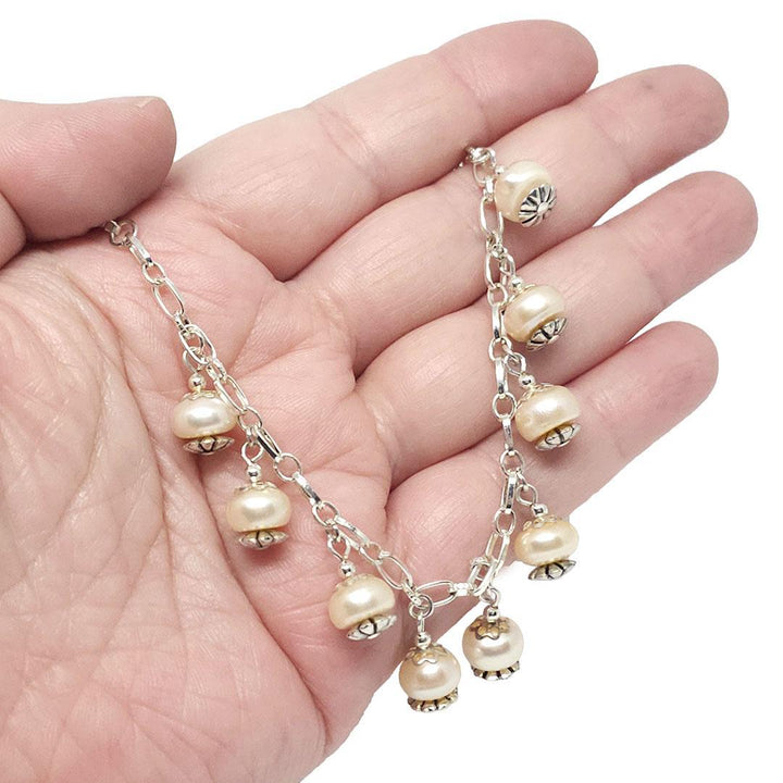 Necklace - Freshwater Pillow Pearls on Silver Plate Chain by Tiny Aloha