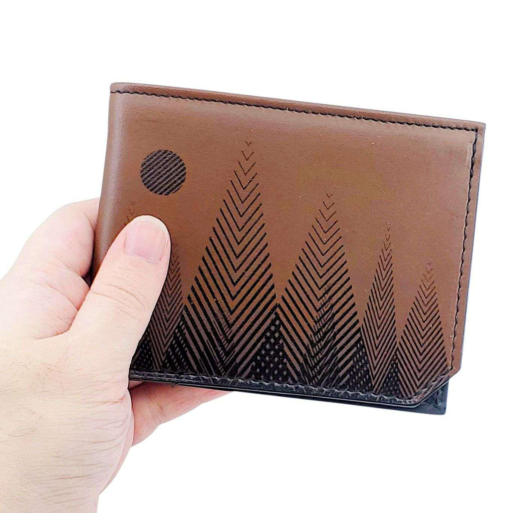 Leather Wallet - Geometric Trees (Brown) by Backerton