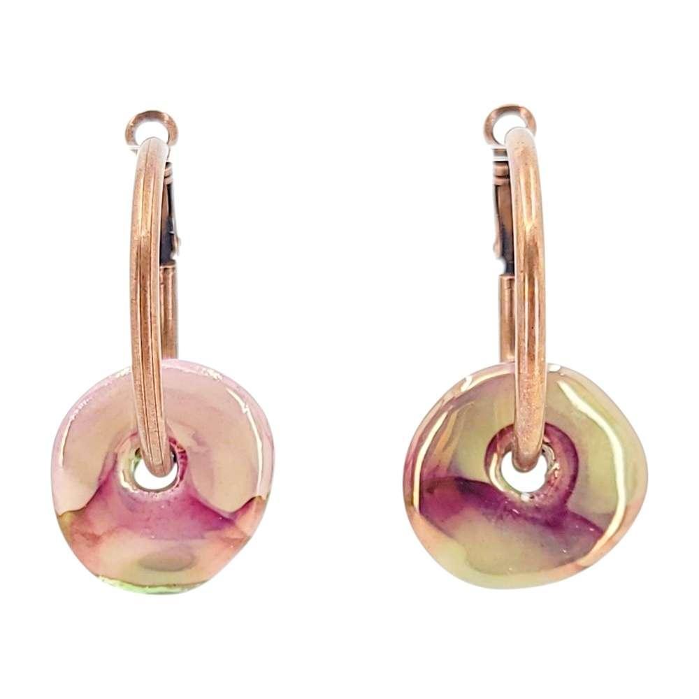 Earrings - Ceramic Ring Hoops (Patina) by Diana Kauffman