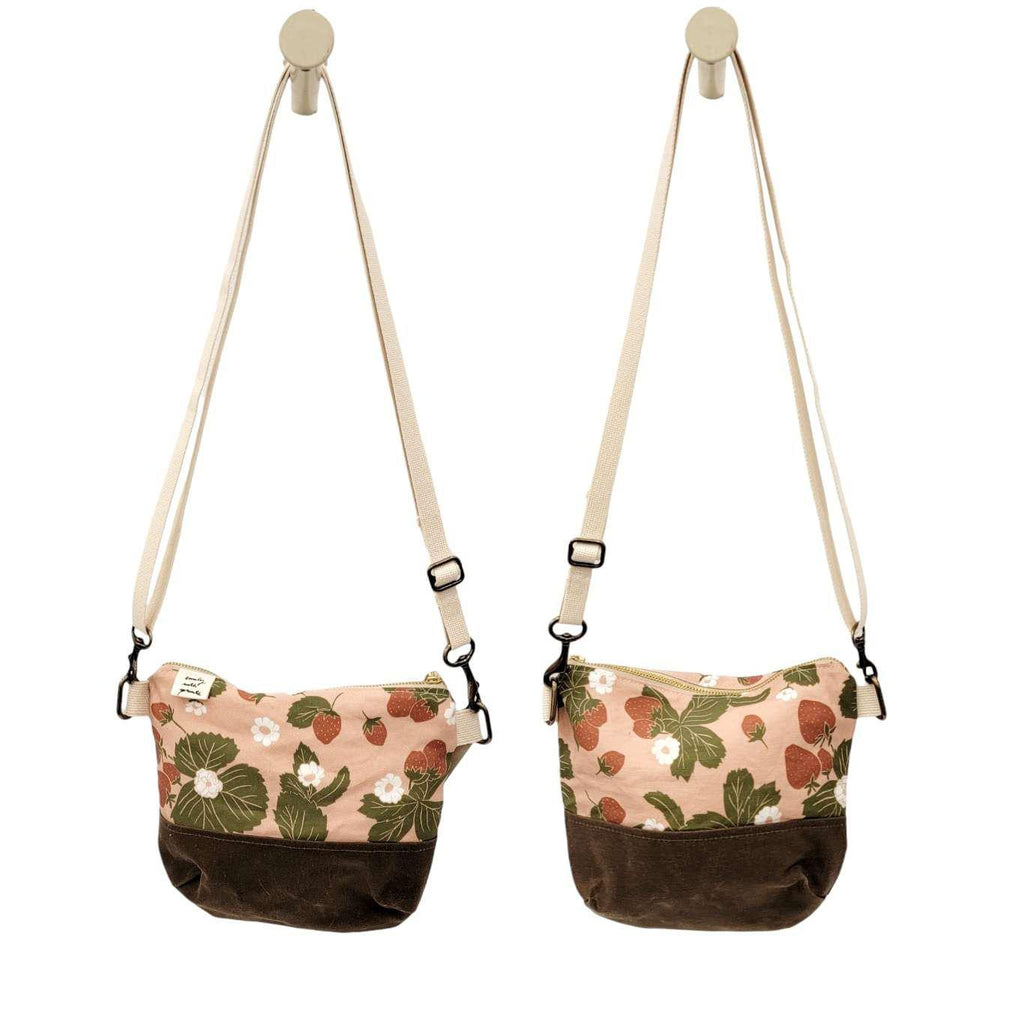 Bag - Small Cross-Body in Strawberry (Pink Red) by Emily Ruth Prints