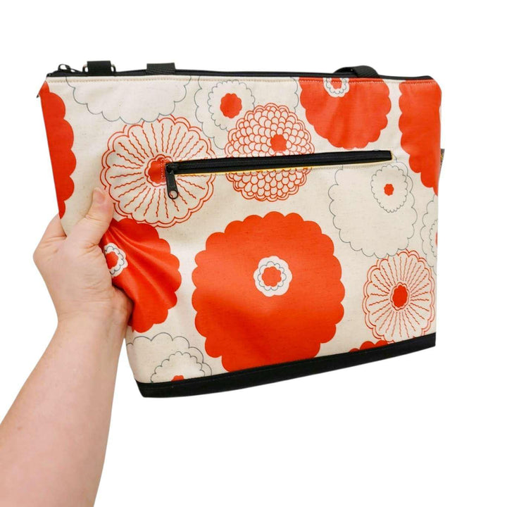 Bag - Convertible Travel Tote (Red Flowers on Linen) by Laarni and Tita