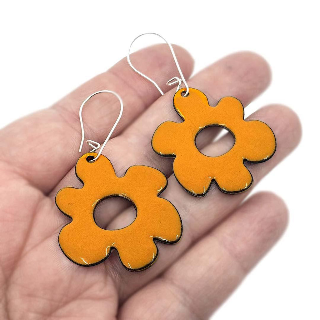 Earrings - Mod Flower (Yellow Orange) by Magpie Mouse Studios