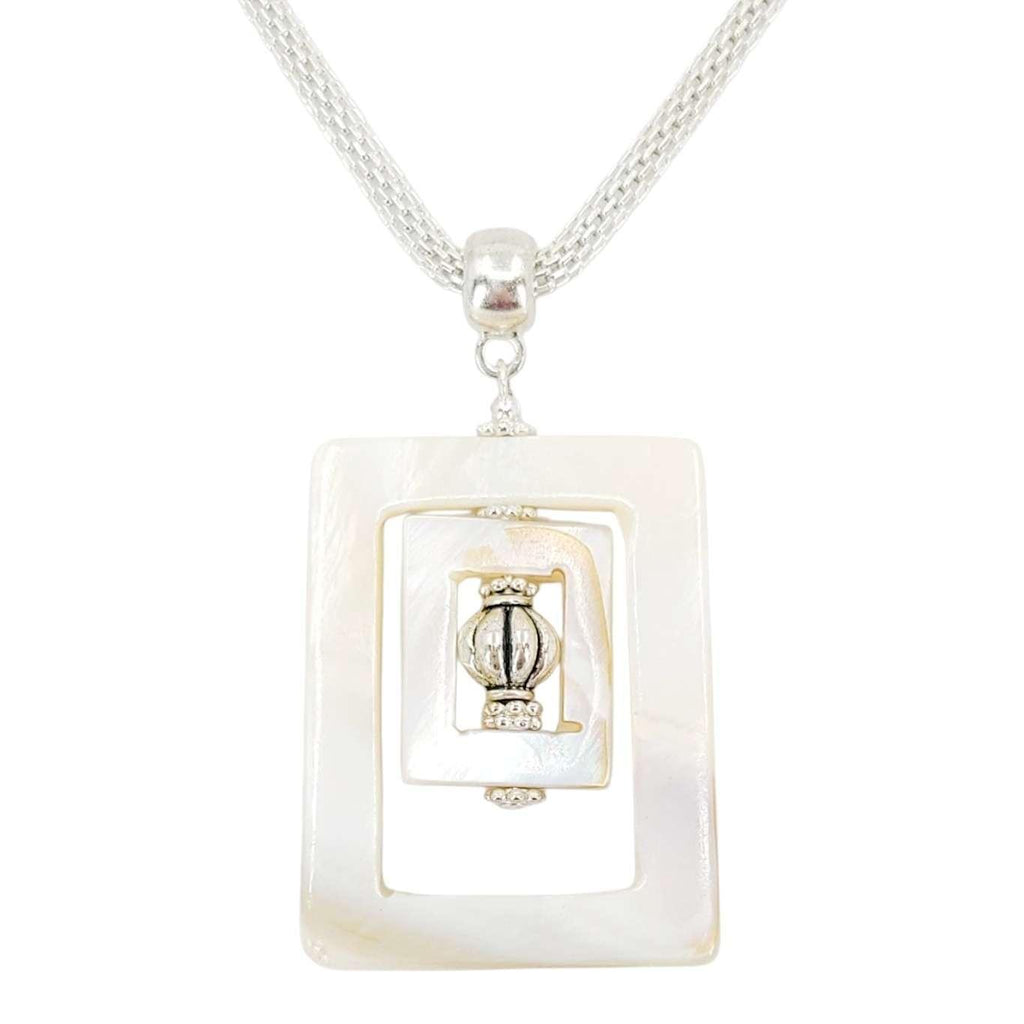 Necklace - Shell Boxes Pendant (Abalone Shell, Silver Plate) by Tiny Aloha