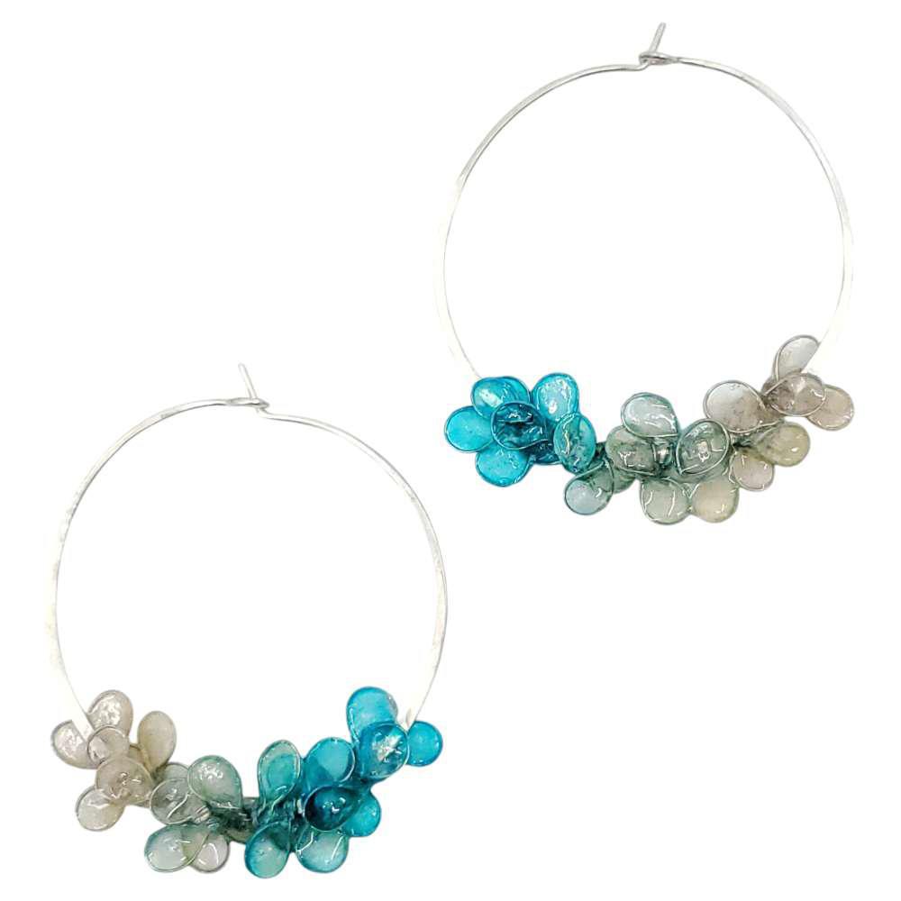 Earrings - Medium Cherry Blossom Silver Hoops (Assorted Colors) by Verso