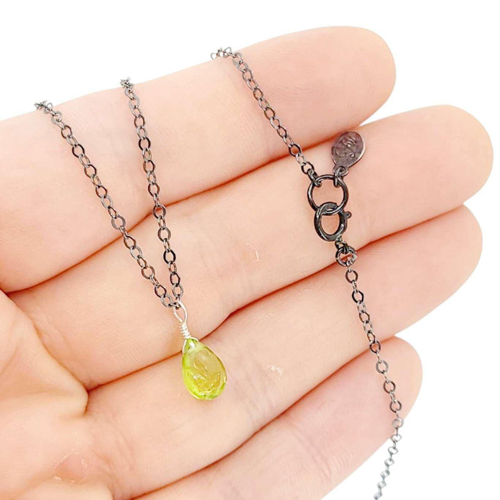 Necklace - Sterling Gemstone Drop (Peridot) by Foamy Wader
