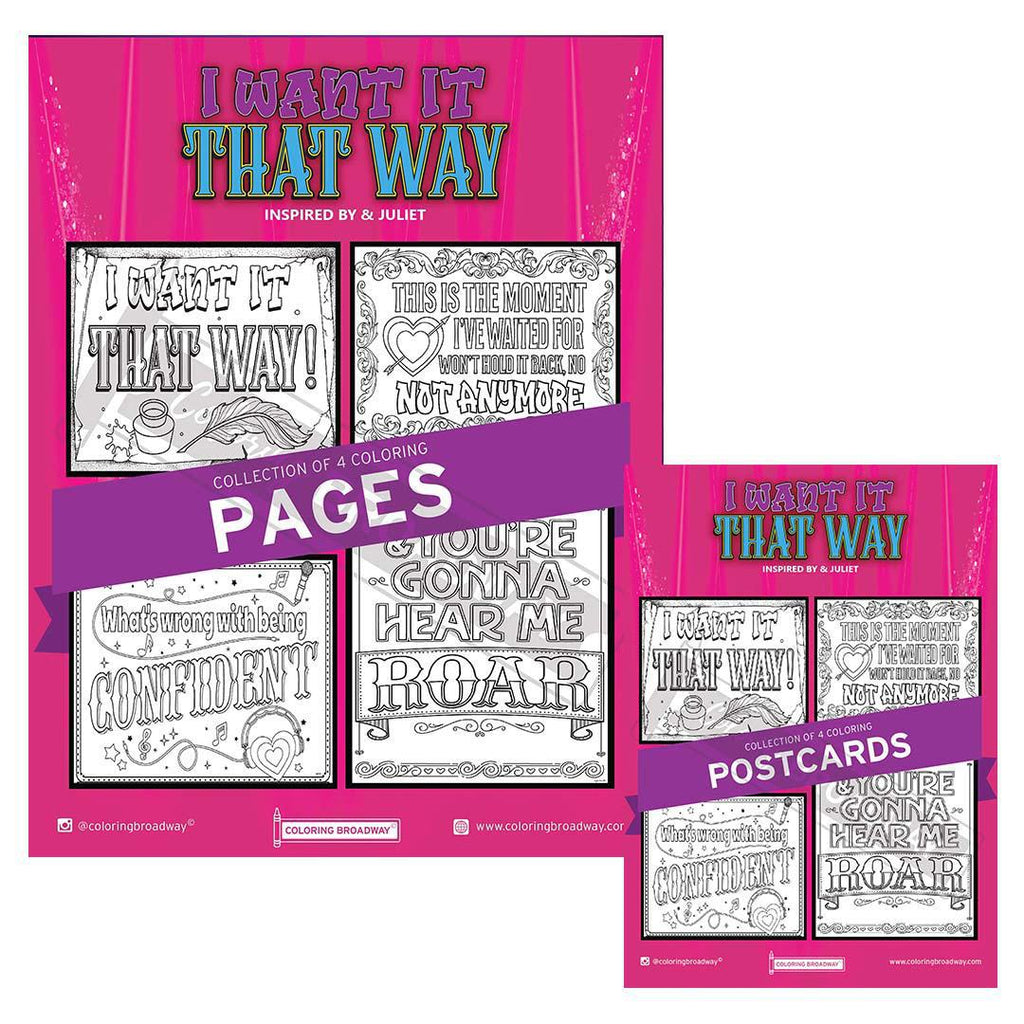 Coloring - I Want it That Way (& Juliet - Pages or Postcards) by Coloring Broadway