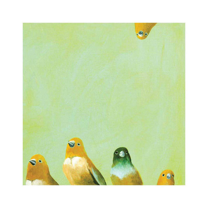 Wall Art - Finch Family on 10in x 10in Wood Panel by The Mincing Mockingbird