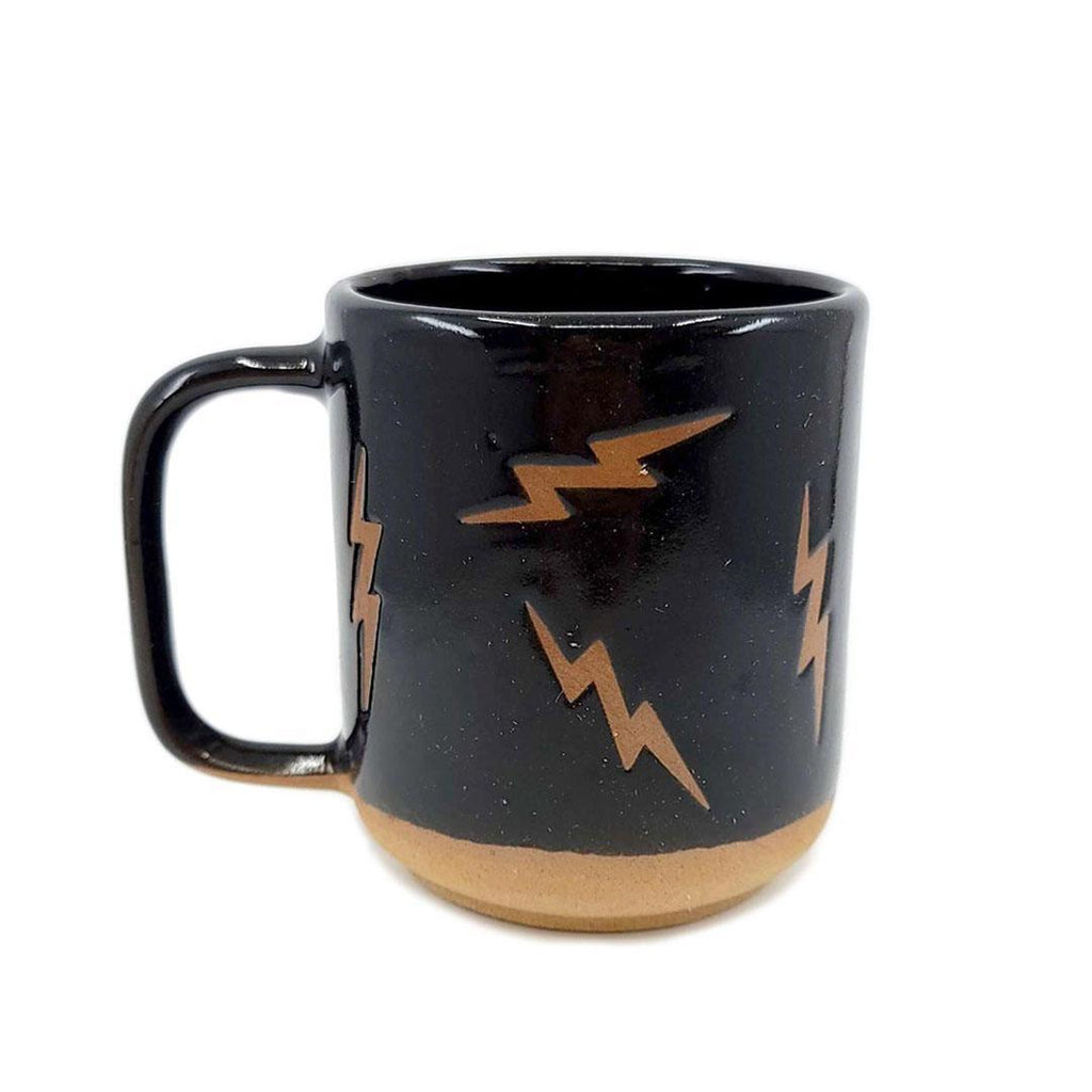Mug - 8oz -Black Wonky Lightning Bolt Mug by Ruby Farms Pottery