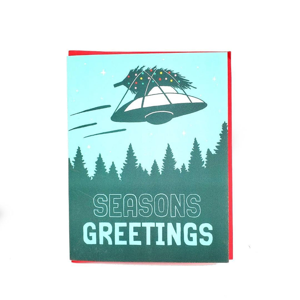 Card - Holiday - Seasons Greetings Flying Saucer by Semi Sweet Press