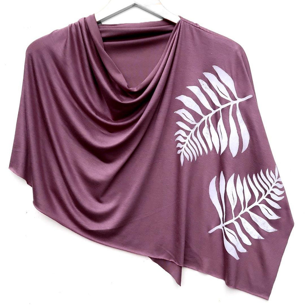 Poncho - Frond Dusty Plum (White Ink) by Windsparrow Studio