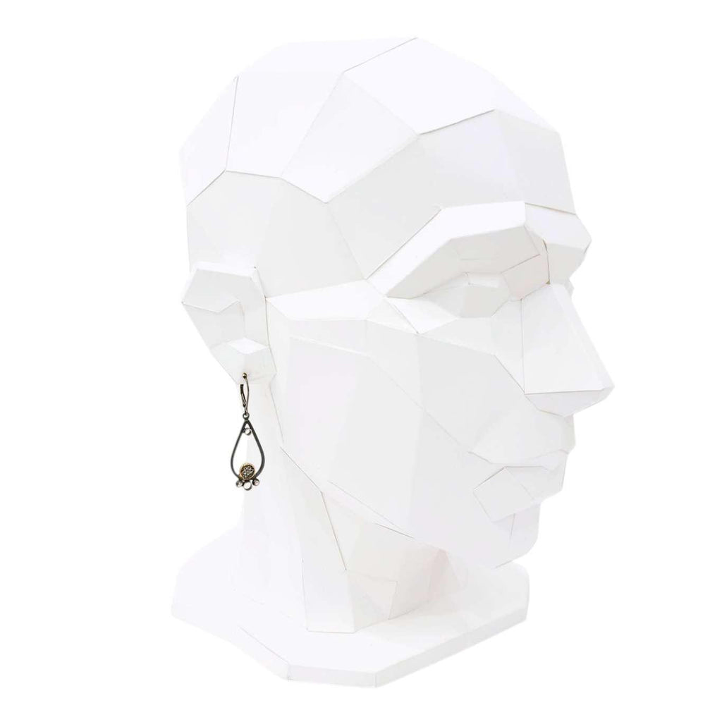 Earrings - Mixed Metal Pave Teardrop (14k Gold, Sterling Silver, Diamond) by 314 Studio