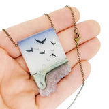 Necklace - Flock Crystal (Gunmetal) by Fernworks, image 2 of 7