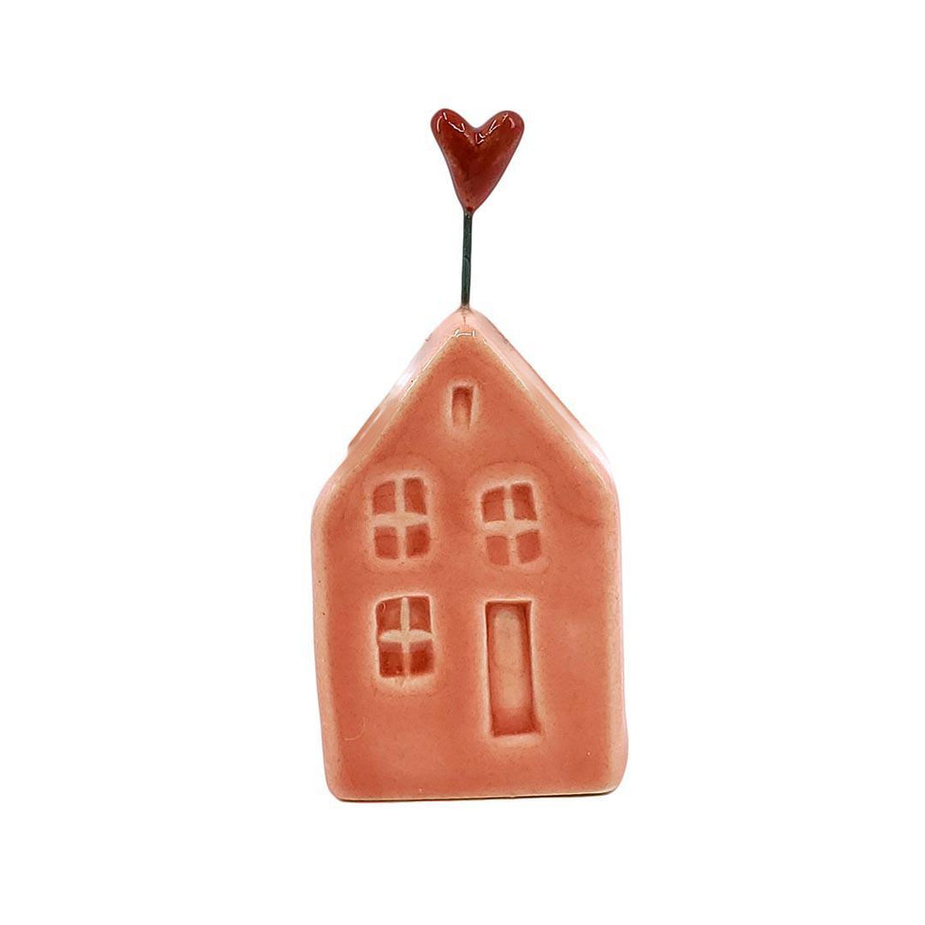 Tiny Pottery House - Coral Pink with Heart (Assorted Colors) by Tasha McKelvey