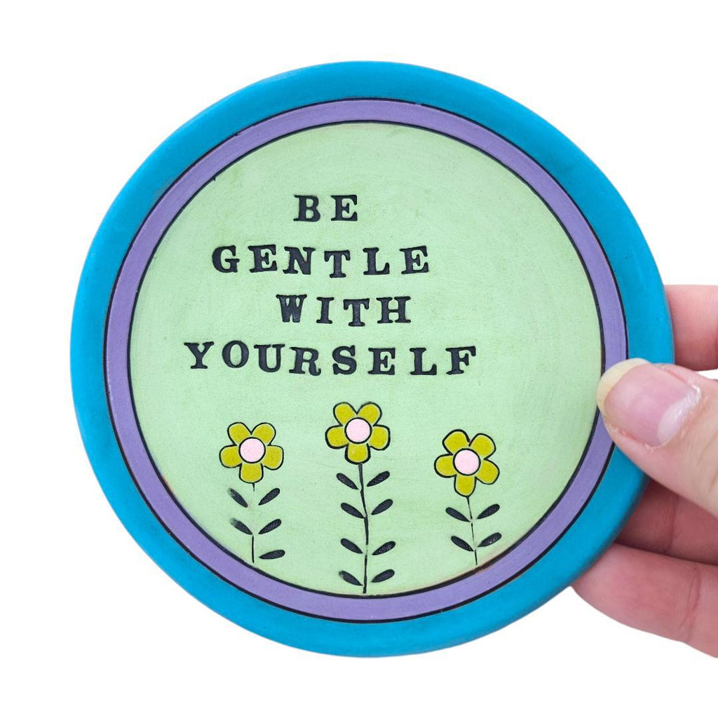 Ring Dish - 5in - Be Gentle With Yourself (Mint Green) by Leslie Jenner Handmade