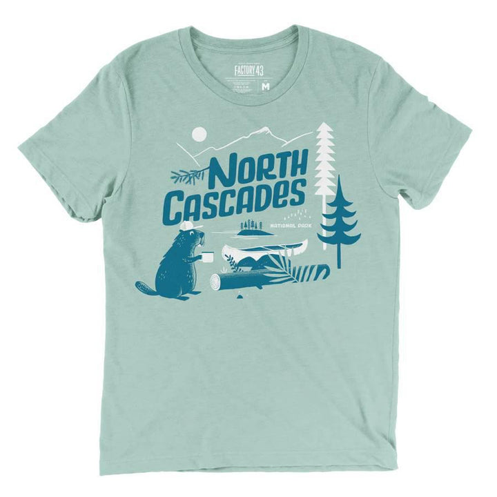 Adult Crew Neck - North Cascades Heather Dusty Blue Tee (XS - XL) by Factory 43