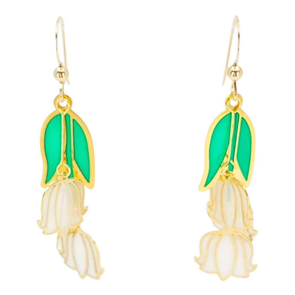 Earrings - Layered Lily of the Valley Dangles by Hemleva